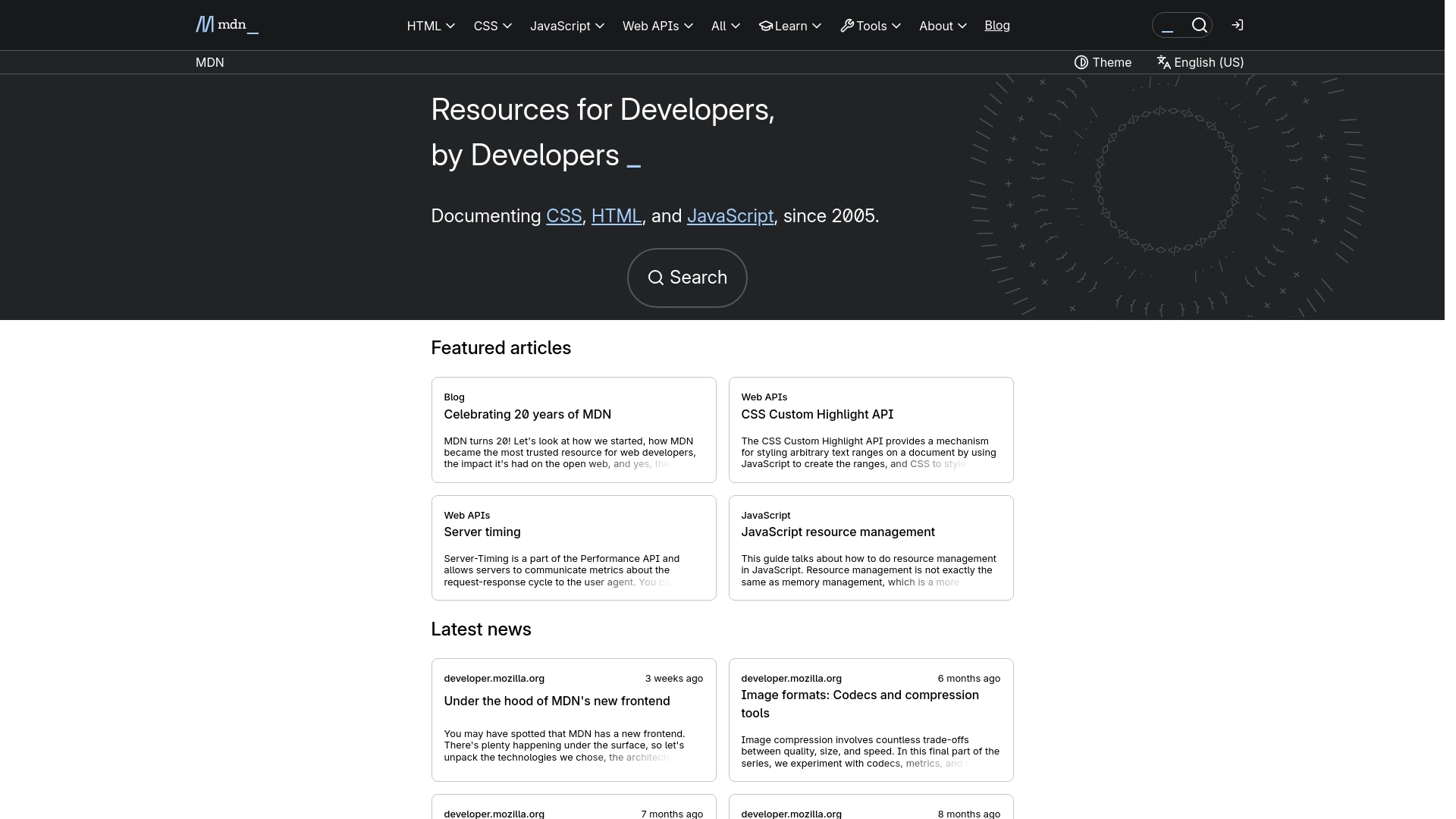 MDN Web Docs website screenshot