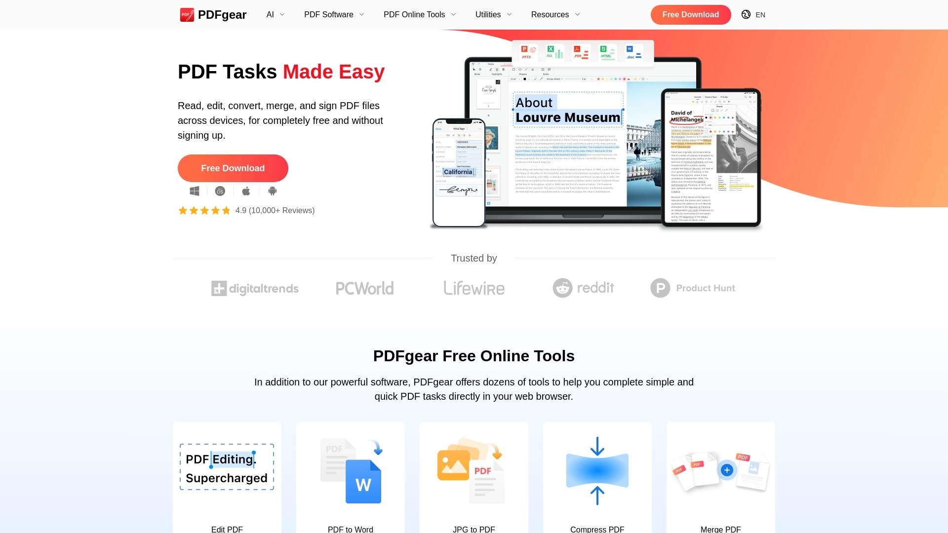 PDFgear website screenshot