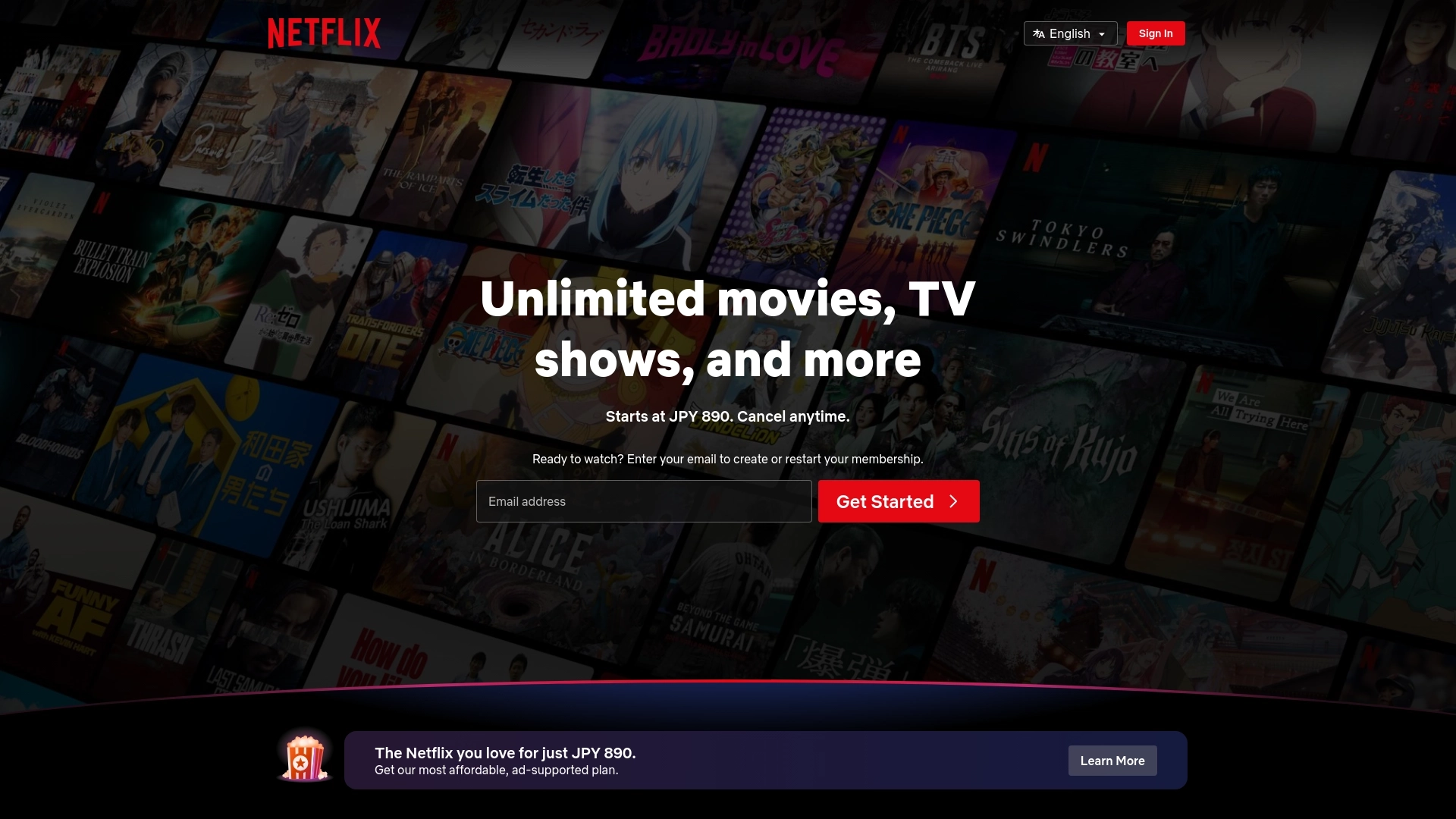 Netflix website screenshot
