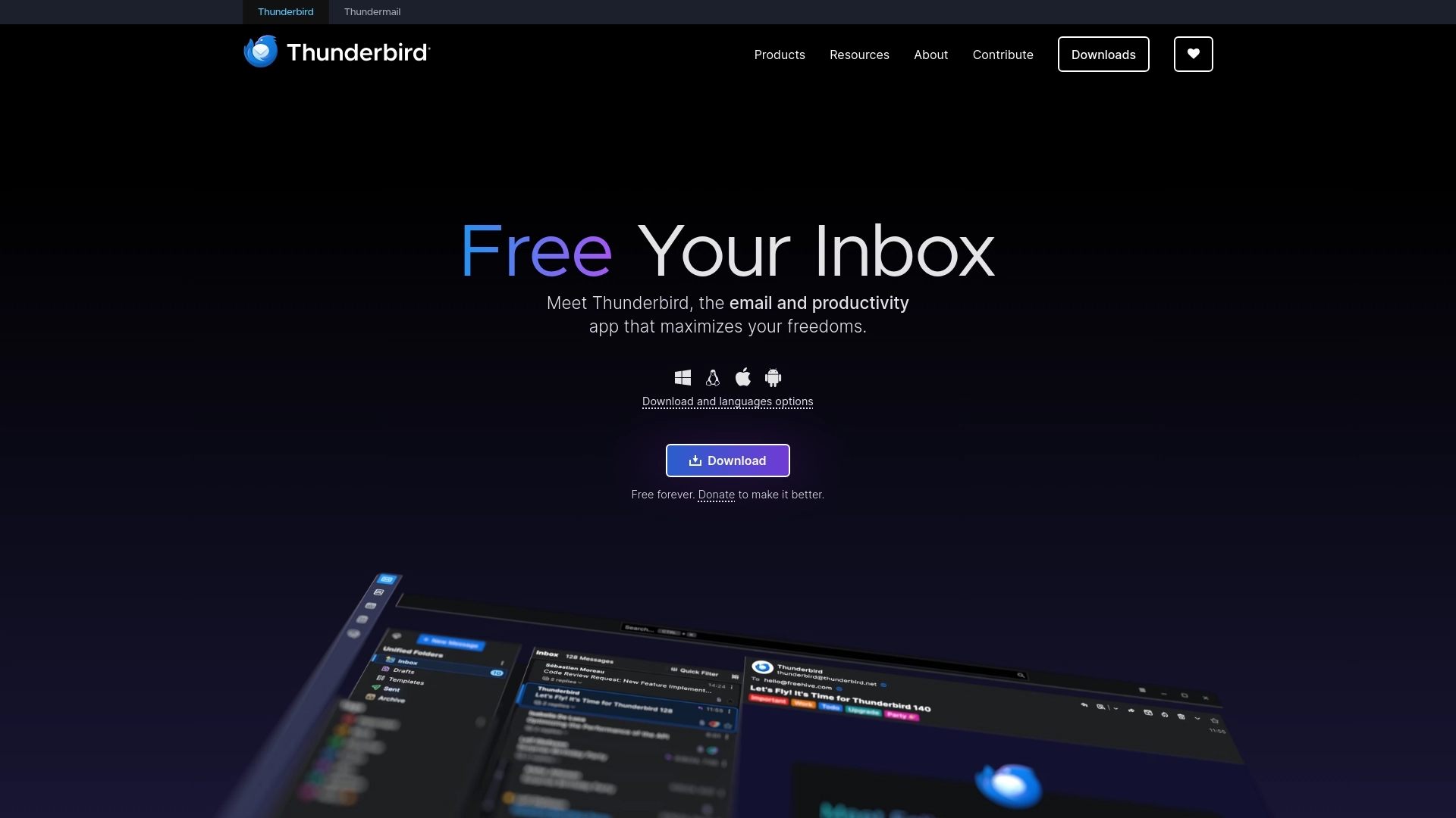 Thunderbird 网站截图