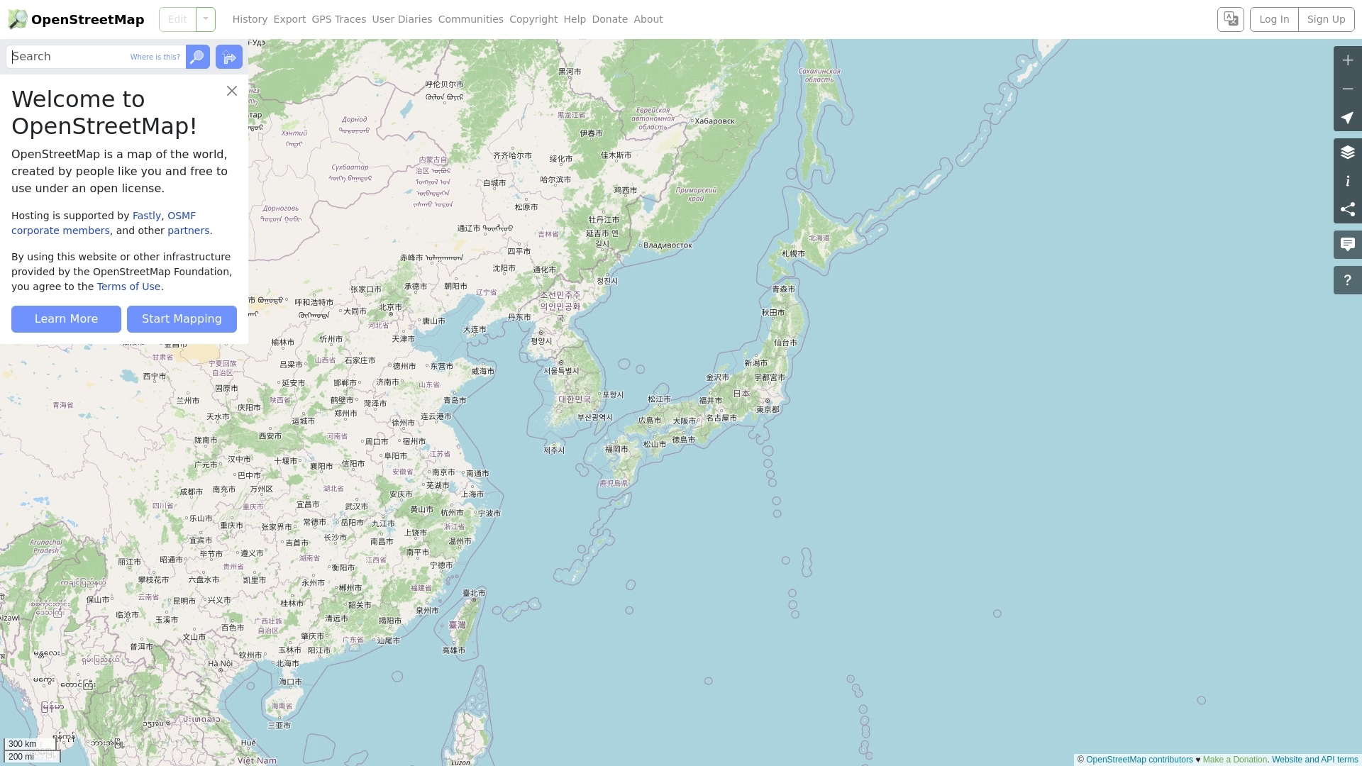 OpenStreetMap 网站截图