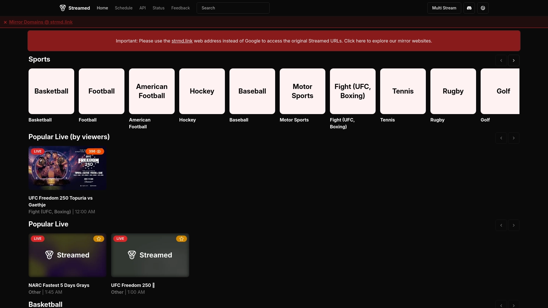 Streamed.pk 网站截图