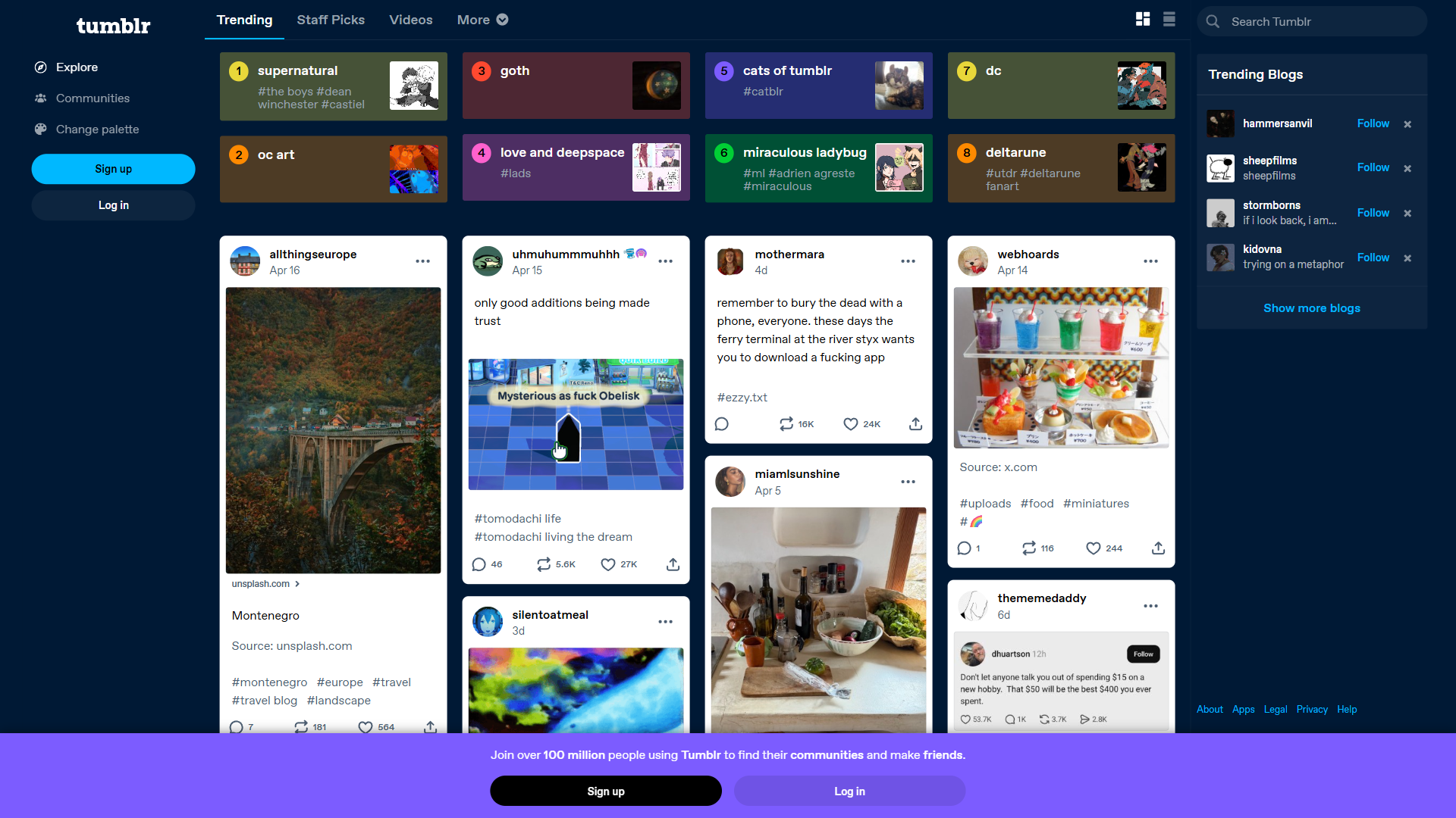 Tumblr website screenshot