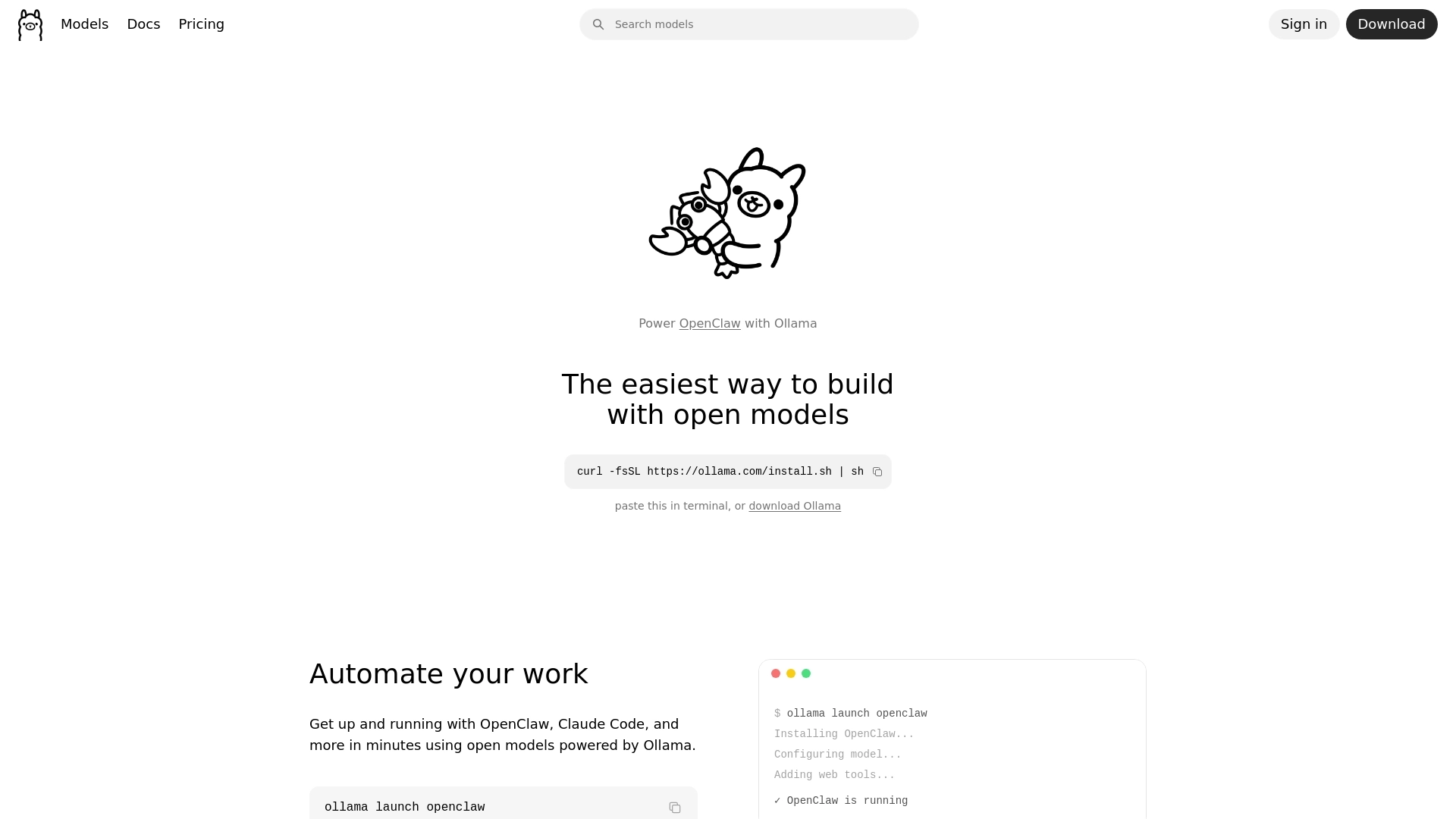 Ollama website screenshot