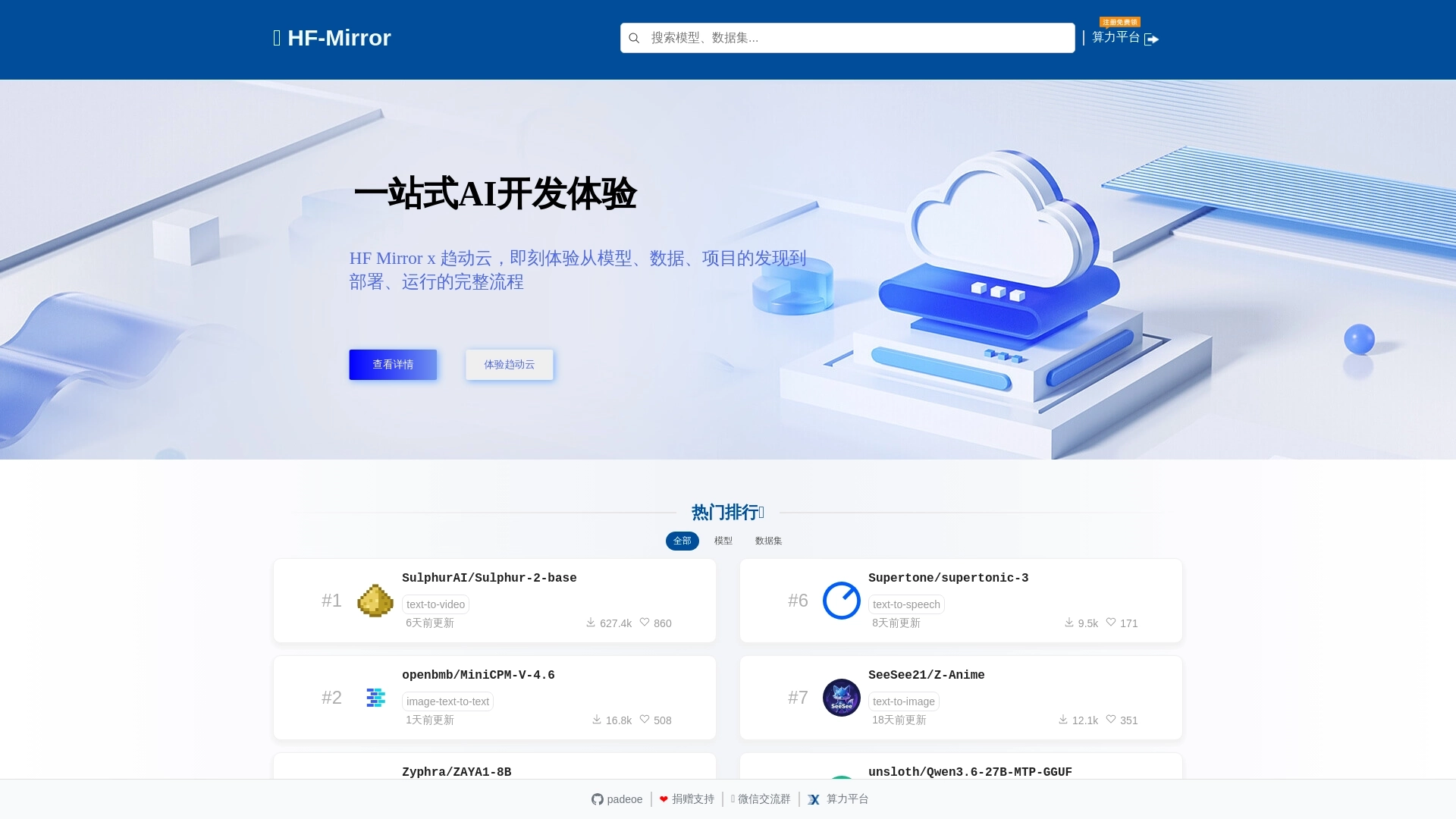 HF-Mirror website screenshot