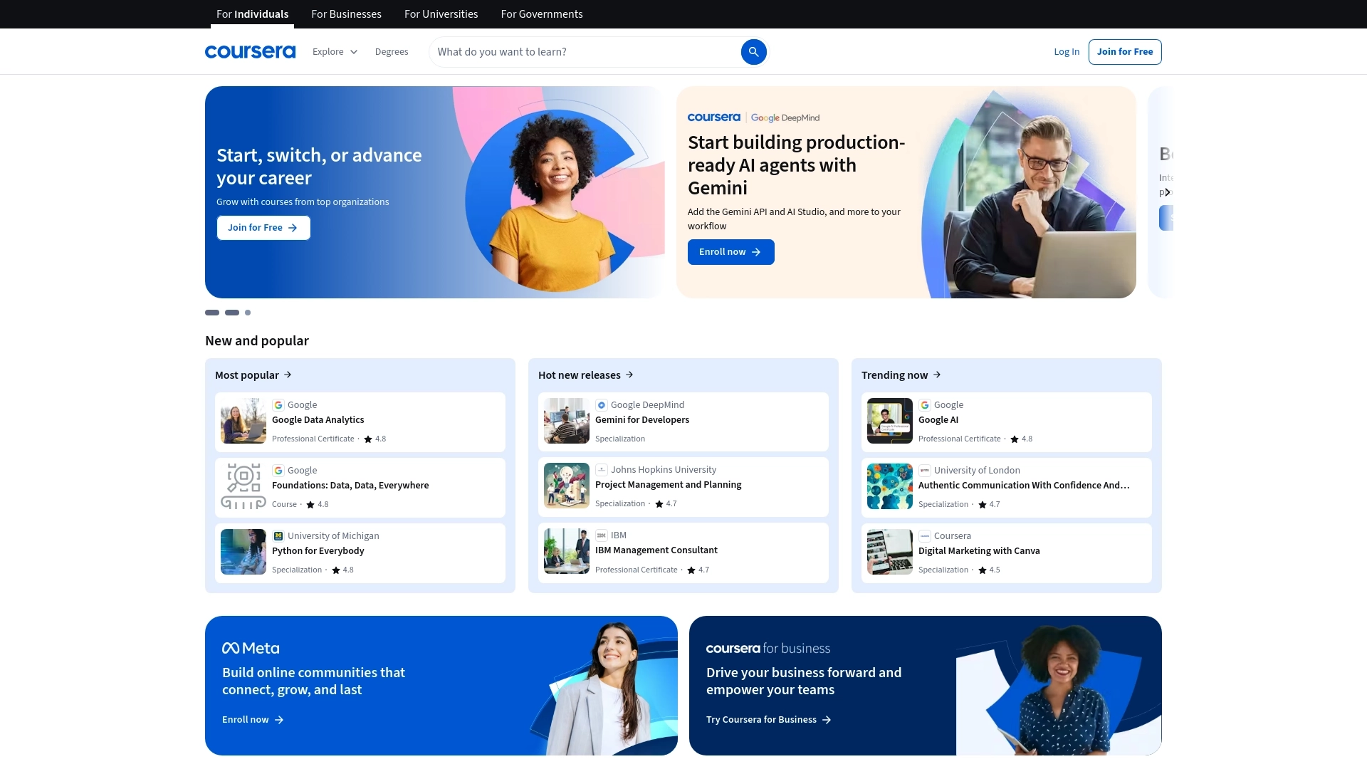Coursera website screenshot