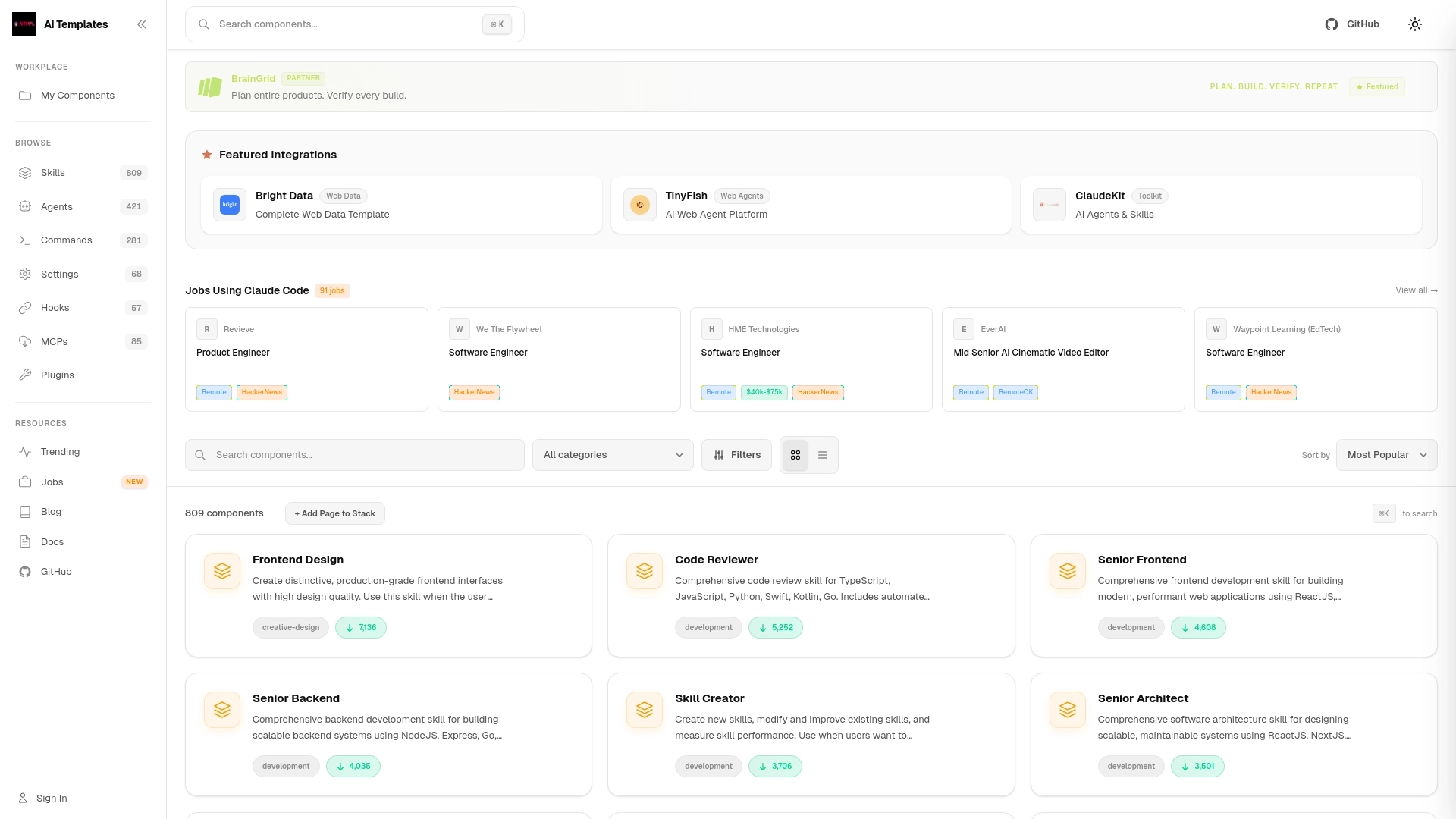 AITMPL website screenshot